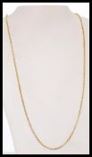 A 9ct gold ladies necklace chain with c-clasp marked 9ct. Total length 60cms / weight 5.6g
