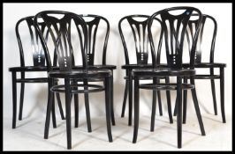 A set of 6 20th century Habitat Thonet revival bentwood cafe chairs. Hoop back rests over panel