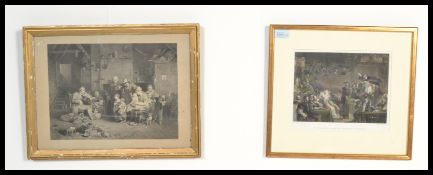 Two 19th century Sir David Wilkie R.A. engravings one a hand coloured Line Engraving by Great Bach