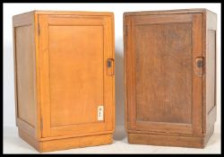 A pair of vintage mid 20th century Air Ministry cupboard lockers - bedsides having single doors with