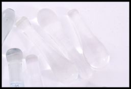 A good collection of late 19th / early 20th Century hand blown glass apothecary pestles, varying