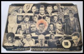 A Paul Stone multi film homage movie poster featuring many iconic film stars and characters.