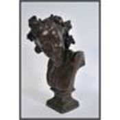 A large continental bronzed plaster bust study in the classical style, likely of French origin.