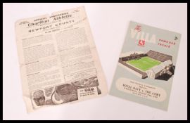 Football programme for Charlton Athletic v Newport County Saturday Dec 29th 1945 together with a