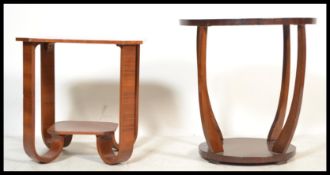 2 1930's Art Deco bentwood 20th Century   side / occasional lamp tables in walnut,  bent wood