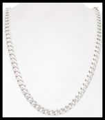 A large silver 925 gents diamond cut flat belcher link necklace chain with lobster clasp, stamped