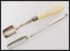A Victorian ivory handled silver Stilton scoop, by Martin,Hall & Co, hallmarked Sheffield 1860, with