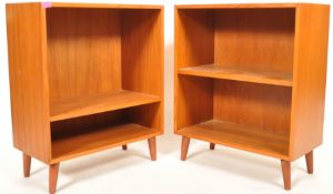 A pair of Danish 1970's teak wood open bookcase wi