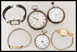 A collection of vintage watches and pocket watches to include hallmarked example, fine silver