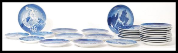 A large collection of Royal Copenhagen ceramic plates top include the complete run of 1967-84