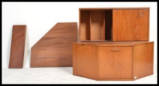 A collection of mid century retro Avalon / Ladderax teak wood units comprising corner cabinet,