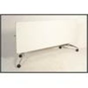 A Senator S21 Flight table, conference table with aluminium finish legs on plastic casters that