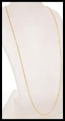 A 9ct gold ladies necklace chain, stamped 9ct. Tot
