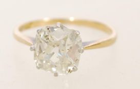 An 18ct gold cushion cut 2.25ct (approx) diamond ring set in prong settings.