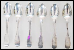 A set of six 19th Century Victorian silver hallmarked teaspoons, young Victoria head date letter A