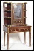 An early 20th century French ladies mahogany and brass mounted cabinet desk - bonheur de jour.