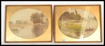 EDWARD BEECHAM LAIT (BRITISH, FL. 1865-1869) A pair of watercolour paintings of river scenes, one