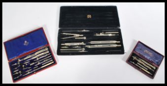 A group of three cased Draughtmans drawing instrum