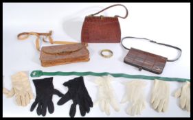 A group of three vintage 20th century reptile skin