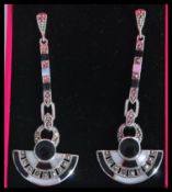A pair of sterling silver Art Deco style drop earr