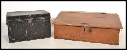 A very large 19th century Victorian oak writing sl