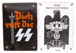 WWII SECOND WORLD WAR NAZI SS AND N.S.K.K. ENAMEL SIGNS