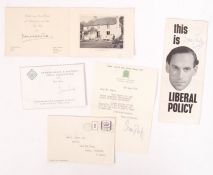 JEREMY THORPE - COLLECTION OF AUTOGRAPHS & SIGNED PIECES