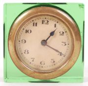 VINTAGE 1930'S CAR DASHBOARD BRASS CLOCK