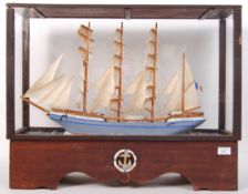 ANTIQUE STYLE CASED WOODEN SCRATCH BUILT MODEL SHIP