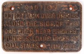 ORIGINAL RARE CAST IRON RAILWAY TRAIN CAB PLAQUE / SIGN