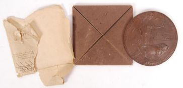 WWI FIRST WORLD WAR DEATH PENNY / PLAQUE - FRANK HENRY BACON