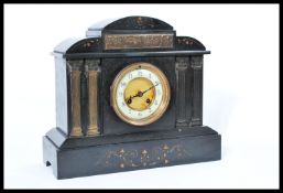 A 19th century Victorian slate marble mantel clock