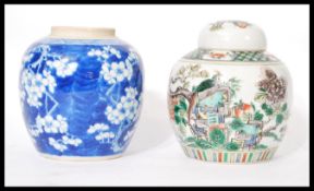 A 19th century Chinese famille Verte lidded ginger