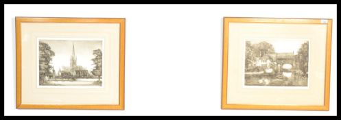 2 framed and glazed lithograph prints to include N