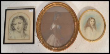 An Edwardian pencil and colour portrait sketch ent