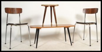 A group of vintage 20th century retro furniture to include a rectangular coffee table with