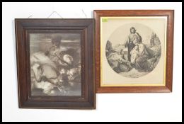 Two 19th century prints one entitled Riders On The White Hose along with another ecclesiastical