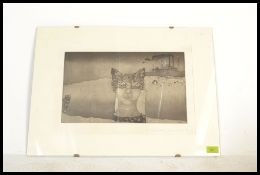 A 20th century etching, possibly American, signed R. Ellmann and dated 1972 depicting cats on a