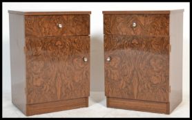 A pair of vintage / retro 20th Century matching bedside cabinets with a faux wood formica finish,
