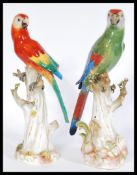 A Meissen porcelain parrot, the parrot  sat upon a naturalistic trunk base, the internal base with
