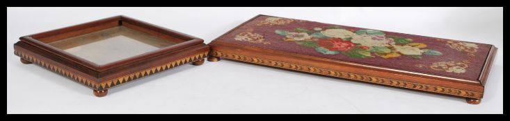 Two 19th Century Tunbridge decorated stools / kneeling stools, raised on bun feet. Measures: 4.5cm