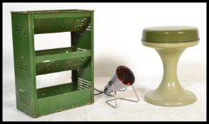 A collection of vintage and retro items to include a retro West German made plastic stool, a Tala