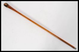 A Maltese 19th century specimen wood walking stick cane with crosses and shields with mother of