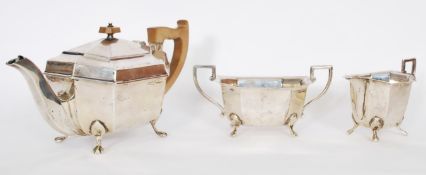 A fantastic silver hallmarked three piece tea service by Viner's Ltd ( Emile Viner ) Each piece of