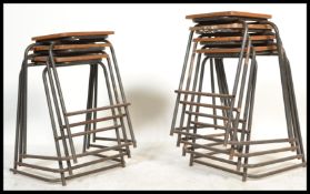 A set of seven tubular framed retro 20th Century stacking school / Industrial lab - laboratory