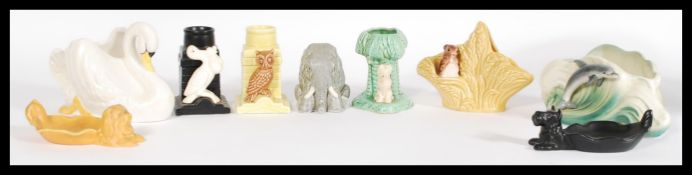 A collection of mixed vintage 20th century SylvaC ceramics to include a swan form vessel, a