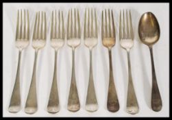 A group of silver plated flatware from the Mansion House by Walker and Hall consisting of seven