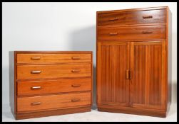 A vintage retro mid 20th century 1940's utility furniture mahogany chest of drawers and matching