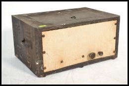 A vintage retro 20th century cased metal amplifier unit with dials to front. Please see images.