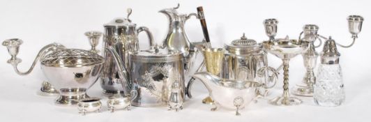 A selection of 20th century silver plate wares to include a stamped Frank Mills & Co. silver plate
